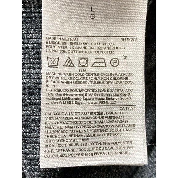 Banana Republic Men’s Sz L Gray Waffle Thermal kangaroo pocket Hooded Sweatshirt - Picture 4 of 12